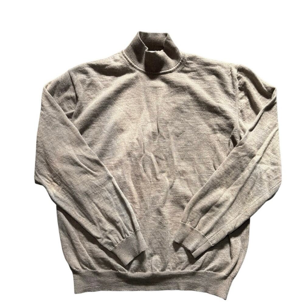 Alfani Grey Turtleneck Sweater Size XL Woolmark Merino Extrafine 100% Wool